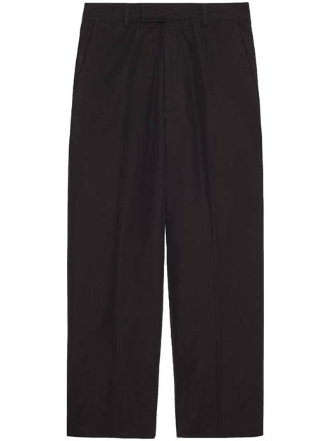 Gucci Cropped Textured Chino Trousers 